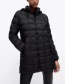 Fashion Black Checkered Hooded Cotton Coat