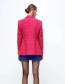 Fashion rose-Red Textured Double-breasted Blazer