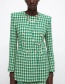 Fashion Green Textured Double-breasted Blazer