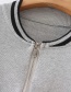 Fashion Grey Color Block Zipper Jacket