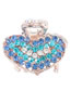 Fashion Blue Alloy Inlaid Rhinestone Heart-shaped Gripper