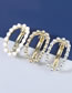 Fashion Gold Color Alloy Inlaid Rhinestones Imitation Pearl Oval Hairpin