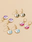 Fashion Rose Red Alloy Dripping Oil Butterfly Gossip Tai Chi Earrings