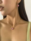 Fashion Gold Color+pink Alloy Drop Nectarine Love Earring Necklace Set
