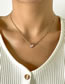 Fashion Gold Coloren Pink Diamond Alloy Geometric Love Heart Hollow Chain Necklace