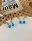Fashion Silver Alloy Faucet Blue Crystal Ball Earrings