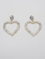 Fashion Silver Metal Inlaid Zirconium Heart Earrings
