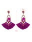Fashion Pink Alloy Diamond Geometric Tassel Stud Earrings