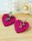 Fashion Red Alloy Diamond Rice Beads Love Stud Earrings