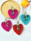 Fashion Red + Green Alloy Diamond Rice Beads Love Stud Earrings