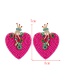 Fashion Red + Green Alloy Diamond Rice Beads Love Stud Earrings