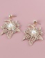 Fashion Gold Color Alloy Diamond Leaf Earrings