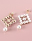 Fashion Gold Color Alloy Square Inlaid Pearl Earrings