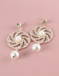 Fashion Gold Color Alloy Diamond Pearl Windmill Earrings