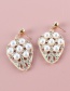 Fashion Gold Color Alloy Diamond Pearl Leaf Earrings
