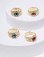 Fashion Blue Gold-plated Copper Dripping Eye Ring