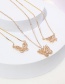 Fashion 3# Alloy Diamond Butterfly Necklace