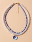 Fashion Blue Alloy Dripping Oil Tai Chi Beaded Necklace