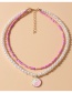 Fashion Pink Alloy Dripping Oil Tai Chi Beaded Necklace