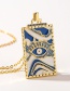 Fashion Blue Copper Dripping Eyes Square Necklace