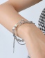 Fashion White Sea Shell Bracelet 18.5cm Titanium Steel Aventurine Pearl Chain Tassel Bracelet