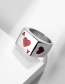 Fashion Ace Of Hearts Titanium Steel Peach Heart A Square Brand Ring