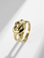 Fashion Gold Color Titanium Steel Love Heart Double Ring Ring