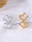 Fashion Gold Color Titanium Steel Geometric Heart-shaped Earrings