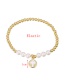 Fashion Gold Copper Drop Oil Pearl Five-pointed Star Beaded Bracelet