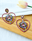 Fashion Color Alloy Diamond Hollow Heart Stud Earrings