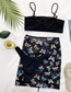 Fashion Black Sling Split Swimsuit Pleated Three-piece Suit