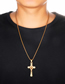 Fashion Gold (with Picture Chain) Stainless Steel Cross Jesus Necklace