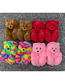 Fashion Pink-medium Plush Teddy Bear Cotton Slippers