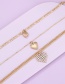 Fashion Gold Color Alloy Peach Heart Multilayer Necklace