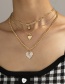Fashion Gold Color Alloy Peach Heart Multilayer Necklace