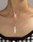 Fashion Grey Alloy Star Moon Crystal Pillar Necklace