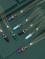 Fashion Black Alloy Star Moon Crystal Pillar Necklace