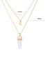 Fashion Transparent Alloy Star And Moon Crystal Pillar Necklace
