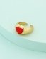 Fashion Red Alloy Drop Nectarine Heart Open Ring