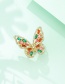 Fashion Gold Coloren Green Alloy Diamond Butterfly Ring