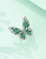 Fashion Silver Color Green Alloy Diamond Butterfly Ring