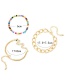 Fashion Gold Color Three-piece Alloy Snake-shaped Hollow Rice Bead Bracelet