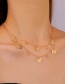 Fashion Gold Color Alloy Diamond Double Layer Butterfly Necklace