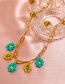 Fashion Yellow-green Alloy Rice Beads Daisy Hollow Chain Necklace