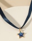 Fashion Dark Blue Alloy Fabric Star Necklace
