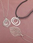 Fashion Silver Color-3 Alloy Hollow Ring Leaf Geometric Necklace