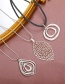 Fashion Silver Color-3 Alloy Hollow Ring Leaf Geometric Necklace