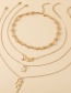 Fashion Gold Color Metal Flame Small Lock Letter Multilayer Necklace
