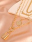 Fashion Gold Color Alloy Small Lock Portrait Round Plate Letter Multi-layer Necklace