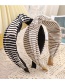 Fashion Grey Coffee + White Stripes Striped Contrast Color Cross-knotted Headband